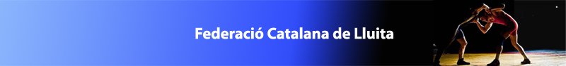 Logo de la Federaci� Catalana de lluita, a la foto Oscar Parra